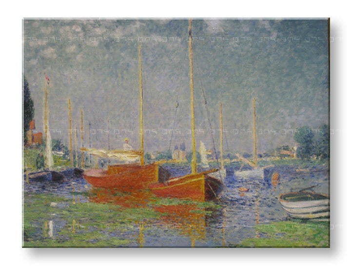Πινακες σε καμβα RED BOATS AT ARGENTEUIL - Claude Monet 