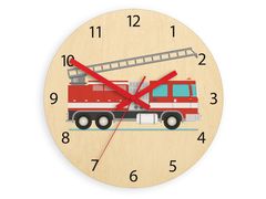 Παιδικό ρολόι τοίχου Πυροσβεστικό όχημα