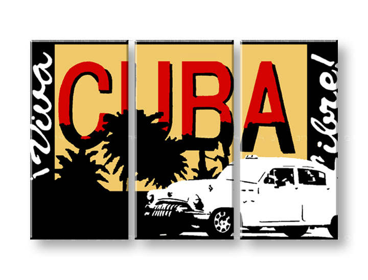 Χειροποιητοι πινακες σε καμβα POP Art Cuba σε 3 κομματια 