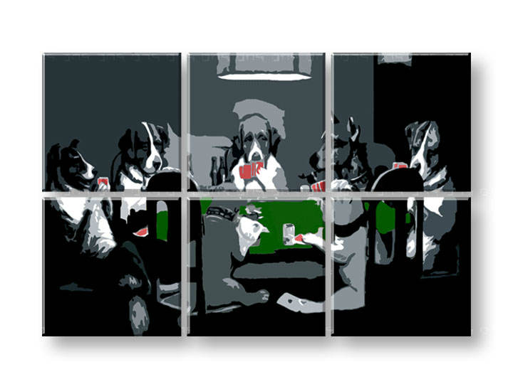 Χειροποιητοι πινακες σε καμβα POP Art DOGS 6 κομματια 