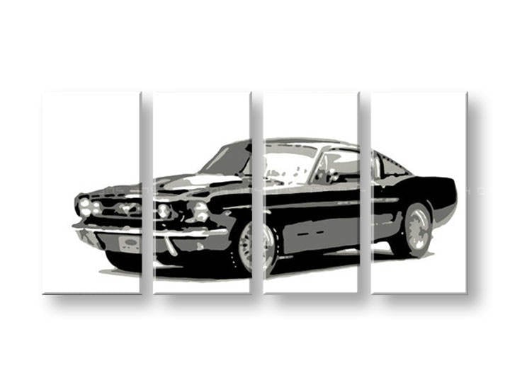 Χειροποιητοι πινακες σε καμβα POP Art Ford Mustang σε 4 κομματια 