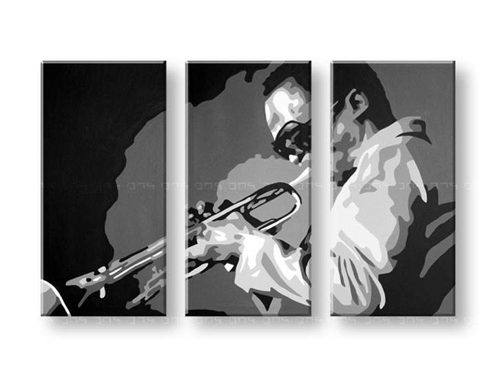 Χειροποιητοι πινακες σε καμβα POP Art Miles Davis σε 3 κομματια 