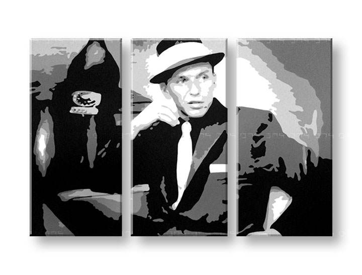 Χειροποιητοι πινακες σε καμβα POP Art Frank Sinatra σε 3 κομματια 