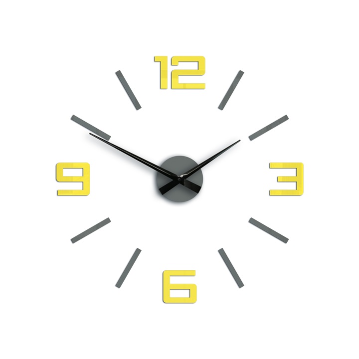 Ρολογια τοιχου SILVER XL GREY-YELLOW HMCNH065-greyyellow