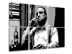 Οι μεγαλύτεροι μαφιόζοι σε καμβά The Godfather - Vito Corleone με ένα μπουκάλι ουίσκι