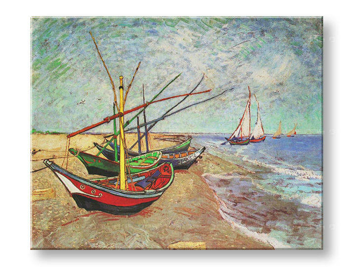 Πινακες σε καμβα FISHING BOATS ON THE BEACH AT SAINTS-MARIES - Vincent van Gogh