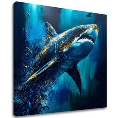 Διακοσμητική ζωγραφική σε καμβά - PREMIUM ART - Shark Force in Dark Water | 100x90 cm