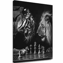 Η εικόνα στον καμβά Lion and Tiger - Σκακιστική Στρατηγική