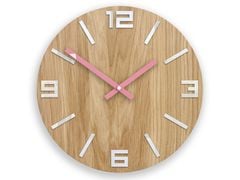 Ξύλινο ρολόι τοίχου ARABIC Λευκό-Ροζ