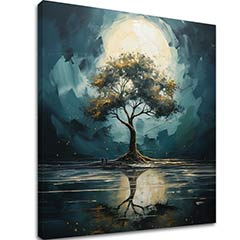 Μοντέρνα διακόσμηση τοίχου Δέντρο της νύχτας του φεγγαριού - PREMIUM ART