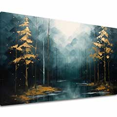 Μοντέρνα τέχνη ζωγραφική Χρυσή πινελιές του δάσους - PREMIUM ART