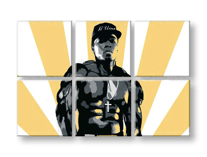 Χειροποιητοι πινακες σε καμβα POP Art 50 cent 6 κομματια 