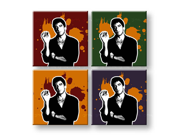 Χειροποιητοι πινακες σε καμβα POP Art Scarface - AL PACINO σε 4 κομματια 1