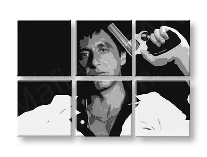 Χειροποιητοι πινακες σε καμβα POP Art Scarface - AL PACINO 6 κομματια 1