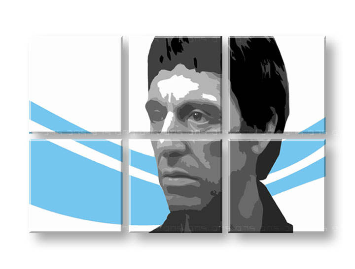 Χειροποιητοι πινακες σε καμβα POP Art Scarface - AL PACINO 6 κομματια 1