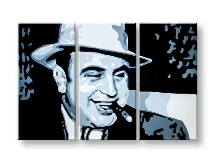 Χειροποιητοι πινακες σε καμβα POP Art AL CAPONE σε 3 κομματια 