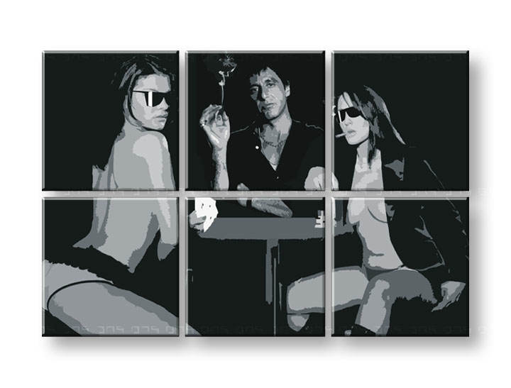 Χειροποιητοι πινακες σε καμβα POP Art Scarface - AL PACINO 6 κομματια 1