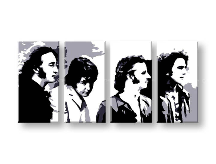 Χειροποιητοι πινακες σε καμβα POP Art Beatles σε 4 κομματια 