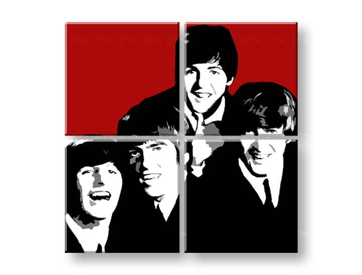 Χειροποιητοι πινακες σε καμβα POP Art BEATLES σε 4 κομματια 