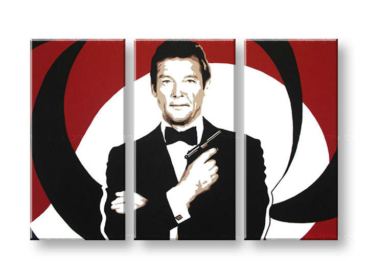 Χειροποιητοι πινακες σε καμβα POP Art James Bond σε 3 κομματια 