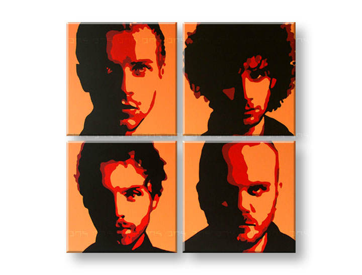 Χειροποιητοι πινακες σε καμβα POP Art Coldplay σε 4 κομματια 