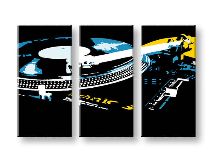 Χειροποιητοι πινακες σε καμβα POP Art DJ σε 3 κομματια 