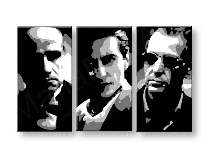 Χειροποιητοι πινακες σε καμβα POP Art GODFATHER σε 3 κομματια 