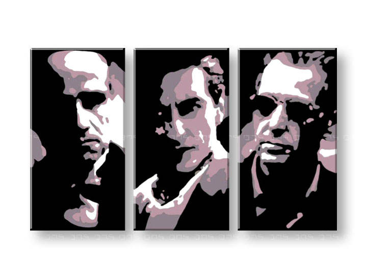 Χειροποιητοι πινακες σε καμβα POP Art GODFATHER σε 3 κομματια 