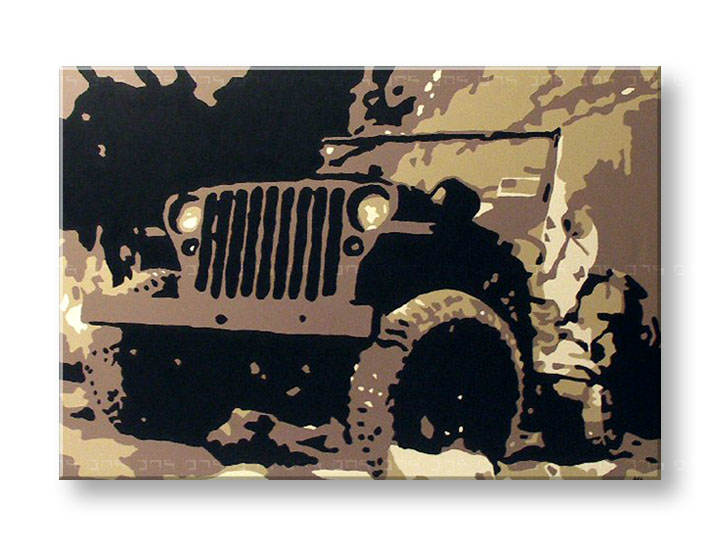 Χειροποιητοι πινακες σε καμβα POP Art JEEP σε 1 κομματι 