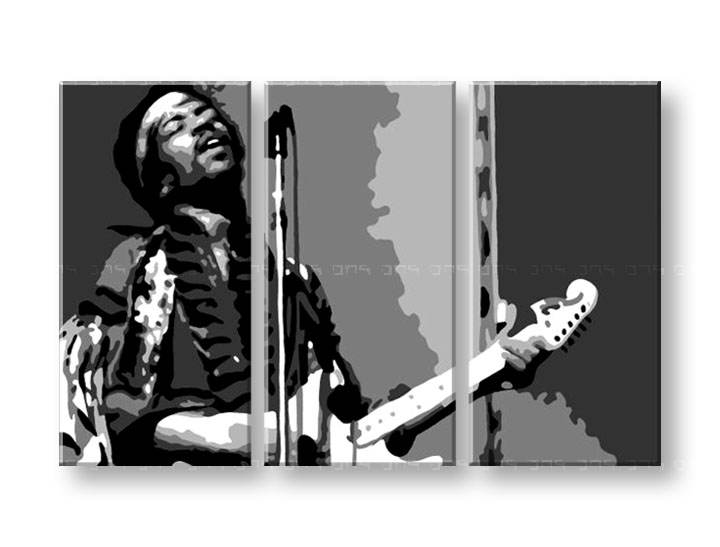 Χειροποιητοι πινακες σε καμβα POP Art Jimmy Hendrix σε 3 κομματια 