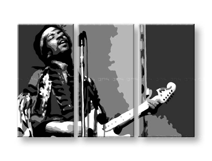 Χειροποιητοι πινακες σε καμβα POP Art Jimmy Hendrix σε 3 κομματια 