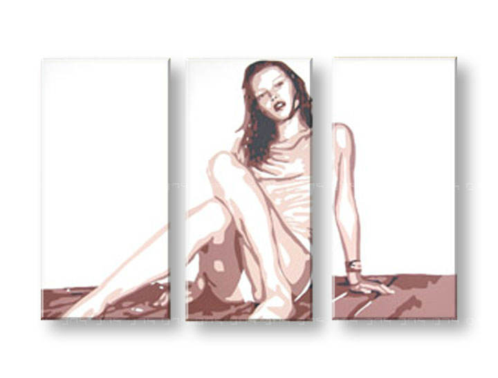 Χειροποιητοι πινακες σε καμβα POP Art Kate Moss σε 3 κομματια 