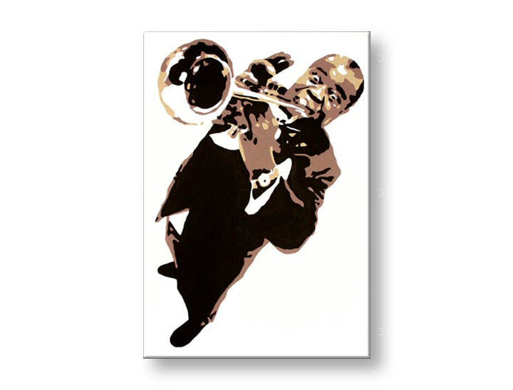 Χειροποιητοι πινακες σε καμβα POP Art Luis Armstrong σε 1 κομματι