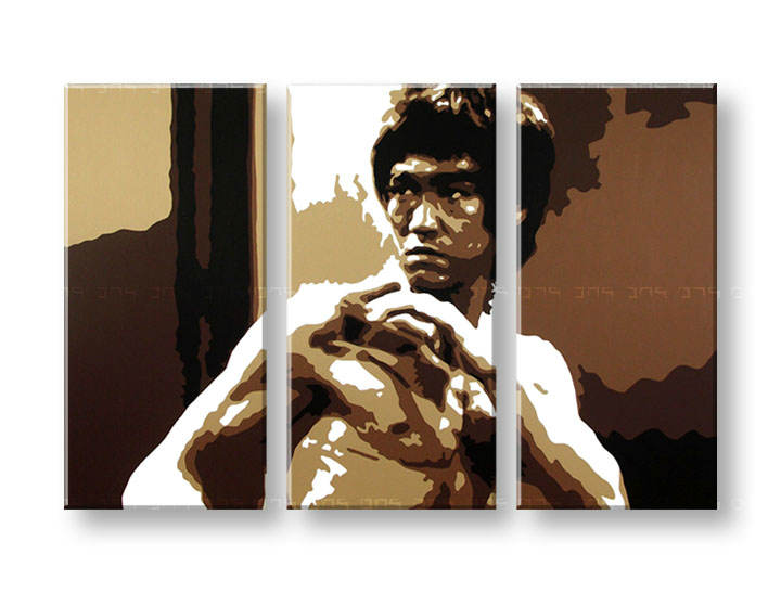 Χειροποιητοι πινακες σε καμβα POP Art AL Bruce Lee σε 3 κομματια 