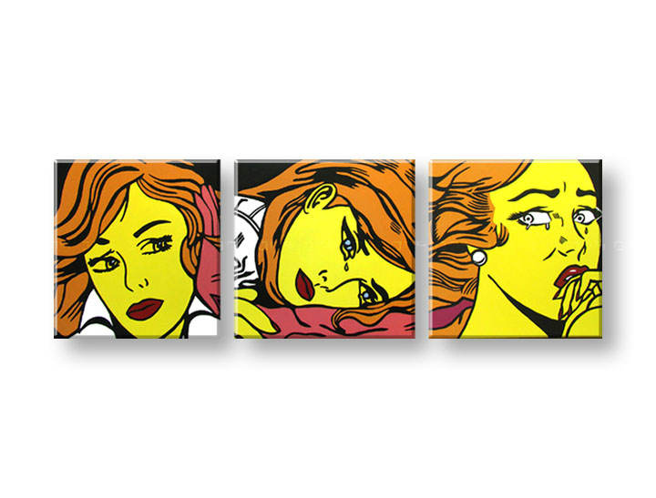 Χειροποιητοι πινακες σε καμβα POP Art LICHTENSTEIN σε 3 κομματια 