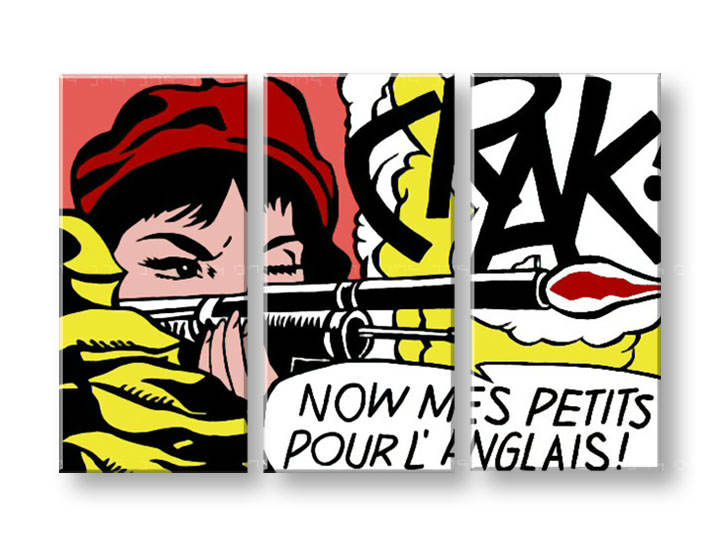 Χειροποιητοι πινακες σε καμβα POP Art LICHTENSTEIN σε 3 κομματια 