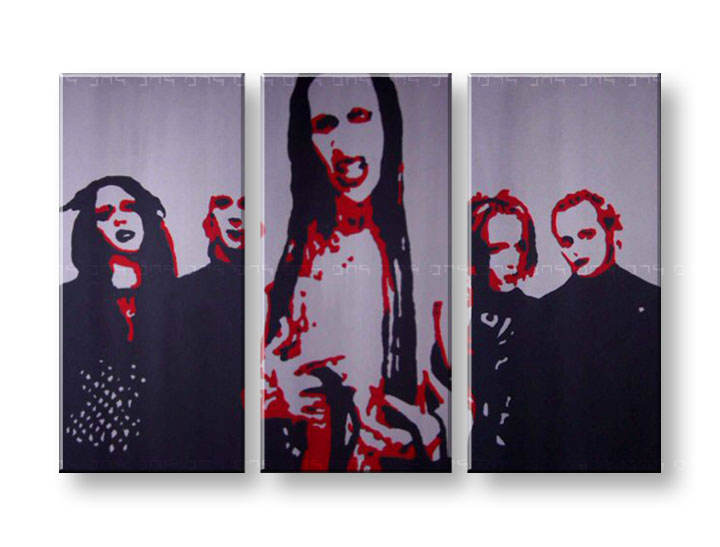 Χειροποιητοι πινακες σε καμβα POP Art Marilyn Manson σε 3 κομματια