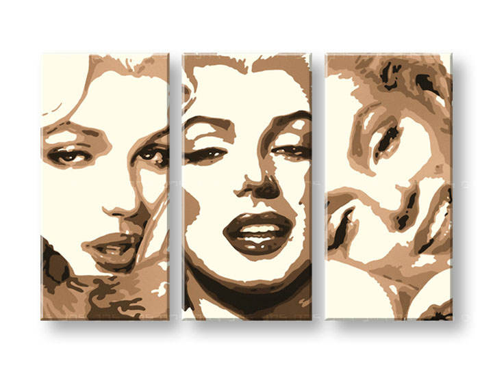 Χειροποιητοι πινακες σε καμβα POP Art Marilyn MONROE σε 3 κομματια 