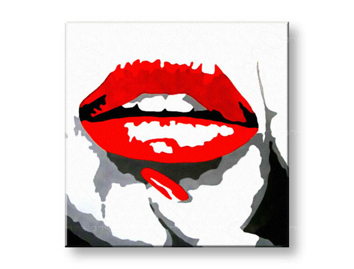 Χειροποιητοι πινακες σε καμβα POP Art RED LIPS σε 1 κομματι 