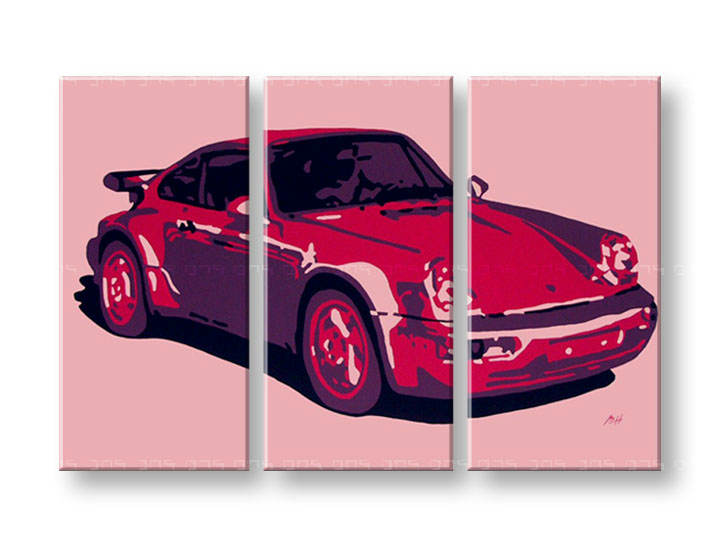 Χειροποιητοι πινακες σε καμβα POP Art PORSCHE 911 σε 3 κομματια 