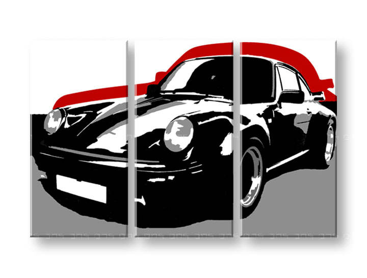 Χειροποιητοι πινακες σε καμβα POP Art PORSCHE 911 σε 3 κομματια 