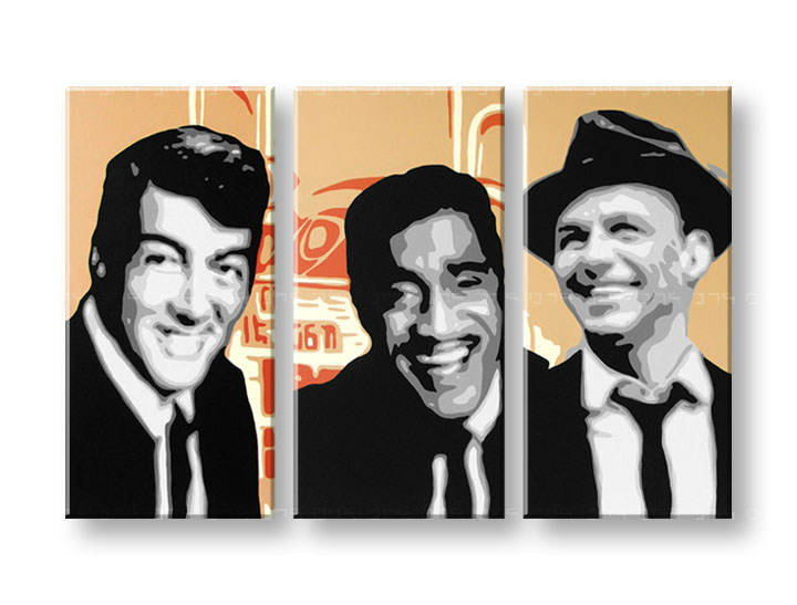 Χειροποιητοι πινακες σε καμβα POP Art Rat Pack σε 3 κομματια 