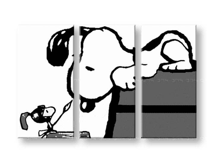 Χειροποιητοι πινακες σε καμβα POP Art SNOOPY σε 3 κομματια 