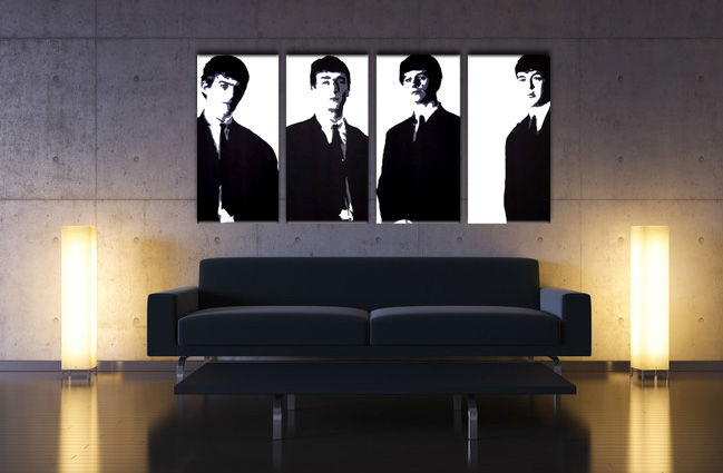 Χειροποιητοι πινακες σε καμβα POP Art Beatles σε 4 κομματια 