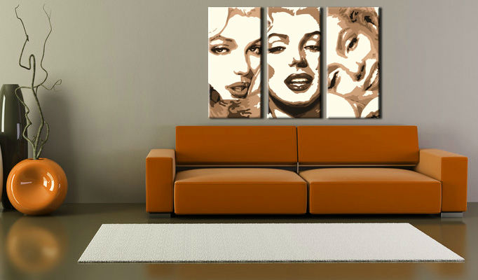 Χειροποιητοι πινακες σε καμβα POP Art Marilyn MONROE σε 3 κομματια 