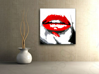 Χειροποίητη ζωγραφική POP Art RED LIPS 1 τεμάχιο mund | διαφορετικά μεγέθη