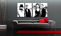 Χειροποίητος πίνακας ζωγραφικής POP Art U2 σε μαύρο 4 τεμάχια U22 | διαφορετικά μεγέθη