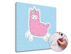 Ζωγραφική με αριθμούς PINK LAMA SINGLE CUT | χαμηλή δυσκολία