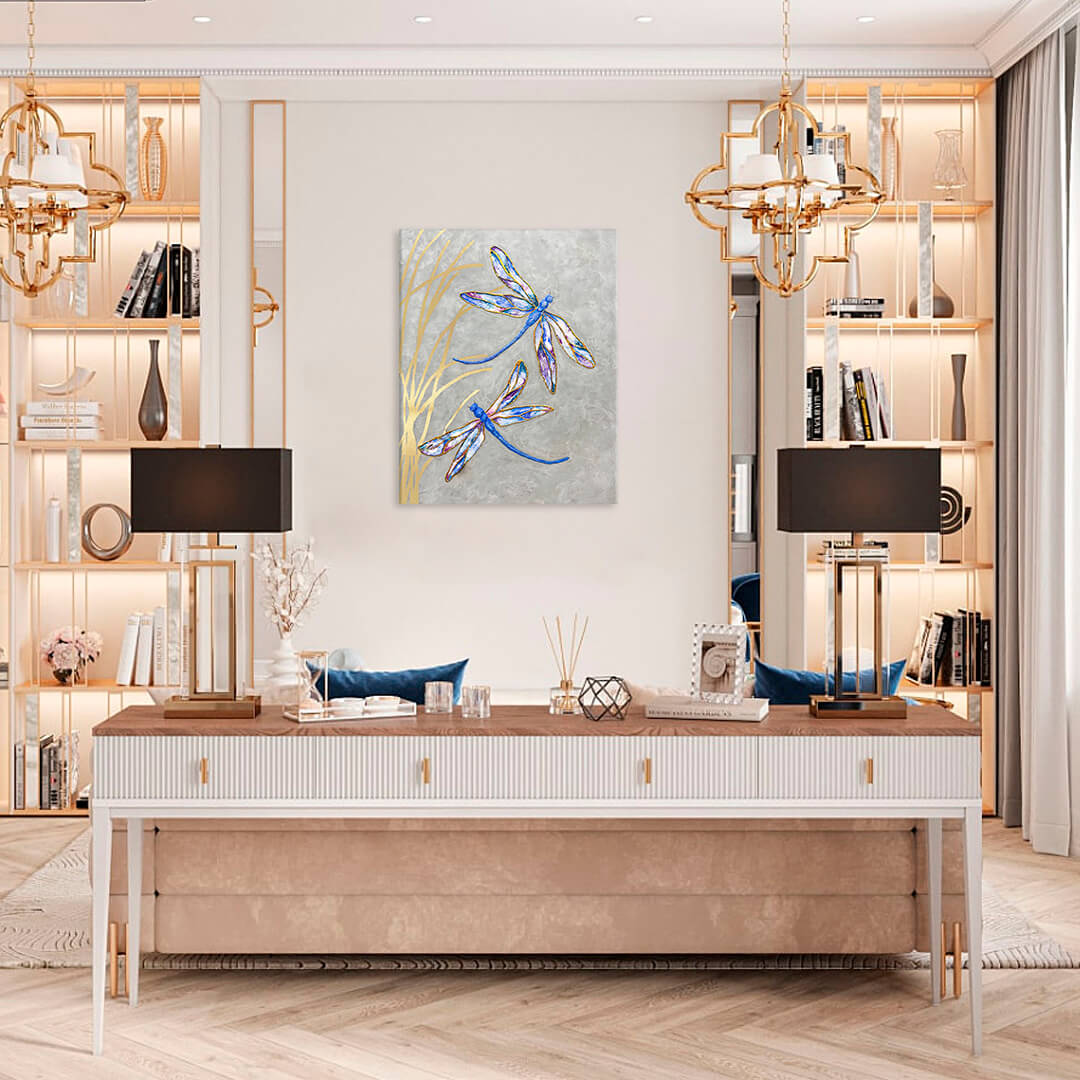 Ζωγραφική σε καμβά - PREMIUM ART - Ιπτάμενες λιβελούλες 40x50 cm