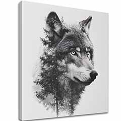Ζωγραφική σε καμβά Wolf View - Μοντέρνο ασπρόμαυρο μοτίβο